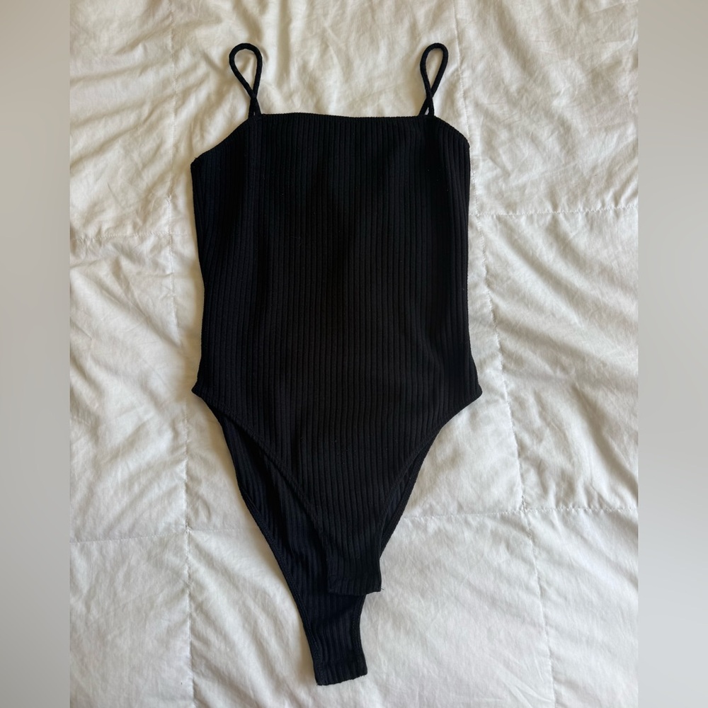 Topshop Black Ribbed Bodysuit